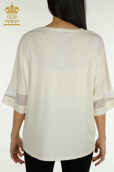 Venta al por mayor Blusa Mujer - Tul Detallado - Crudo - 79051 | kazee - 9