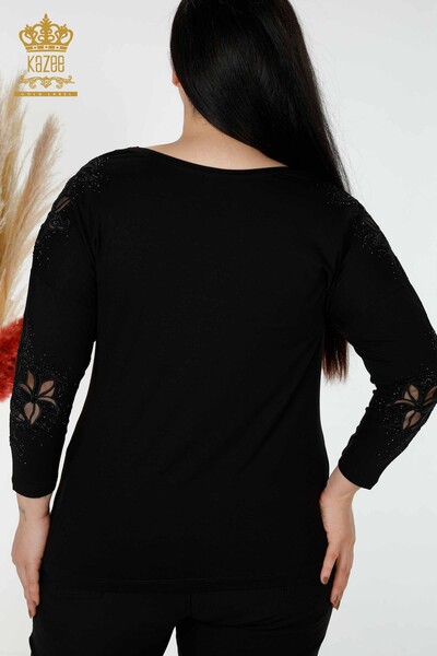 Venta al por mayor Blusa Mujer Tul Detallada Negra - 77963 | kazee - 7