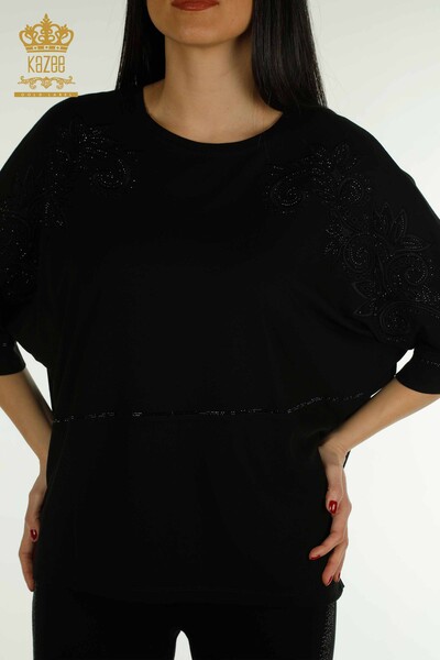 Venta al por mayor Blusa de Mujer - Tul Detallado - Negro - 79051 | kazee - 2