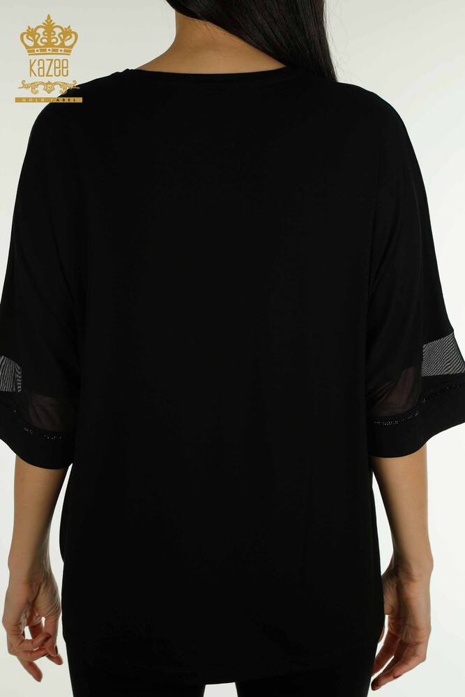 Venta al por mayor Blusa de Mujer - Tul Detallado - Negro - 79051 | kazee - 8