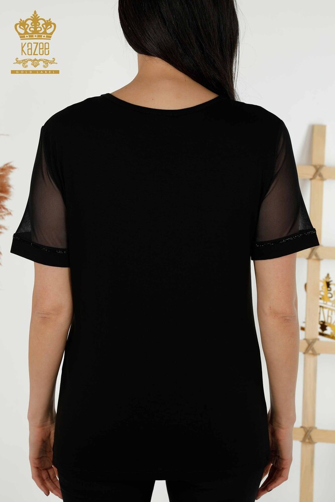 Venta al por mayor Blusa de Mujer - Tul Detallado - Negro - 79133 | kazee - 10