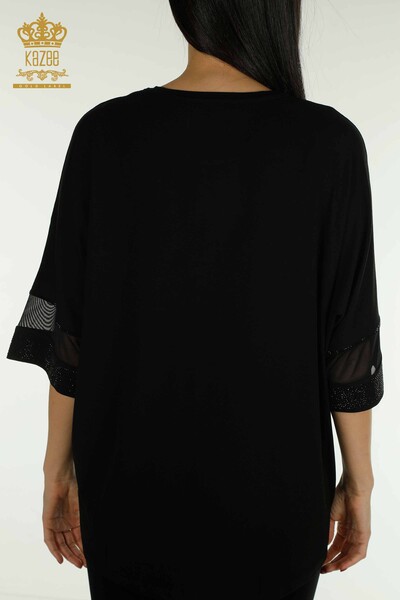 Al Por Mayor Blusa de Mujer - Tul Detallado - Negro - 79298 | kazee - 11