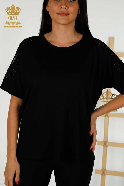 Venta al por mayor Blusa de Mujer - Tul Detallado - Negro - 79390 | kazee - 2