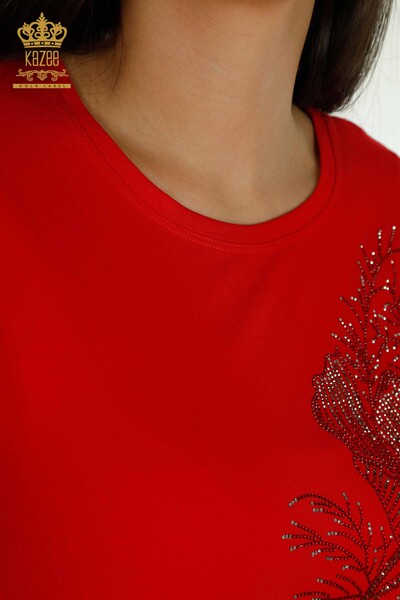 Venta al por mayor Blusa de Mujer - Tul Detallado - Rojo - 79298 | kazee - 9