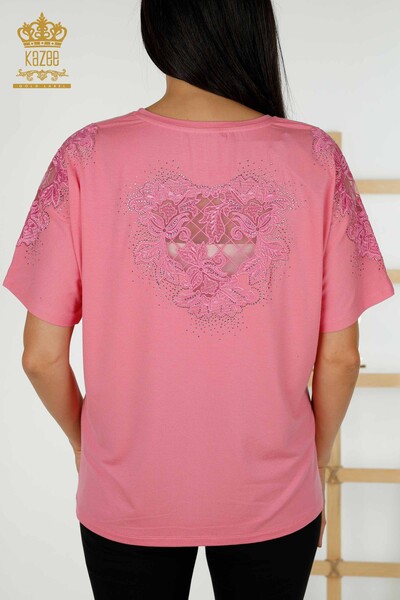 Venta al por mayor Blusa de Mujer - Tul Detallado - Rosa - 79390 | kazee - 8