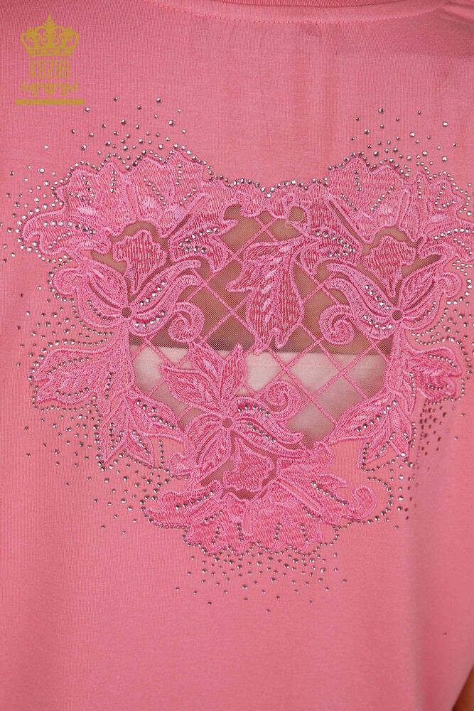 Venta al por mayor Blusa de Mujer - Tul Detallado - Rosa - 79390 | kazee - 9