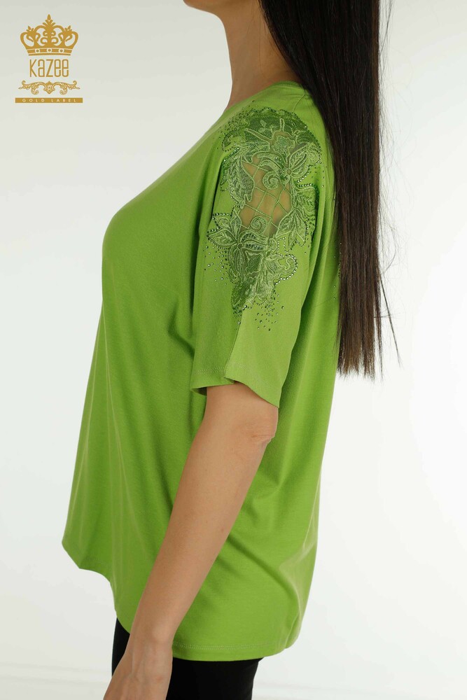 Venta al por mayor Blusa de Mujer - Tul Detallado - Verde - 79390 | kazee - 5