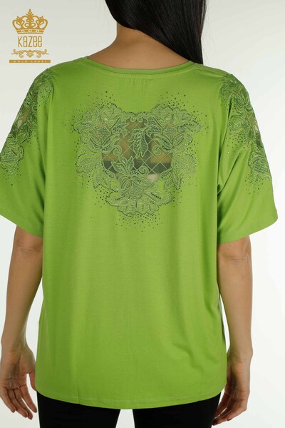 Venta al por mayor Blusa de Mujer - Tul Detallado - Verde - 79390 | kazee - 7