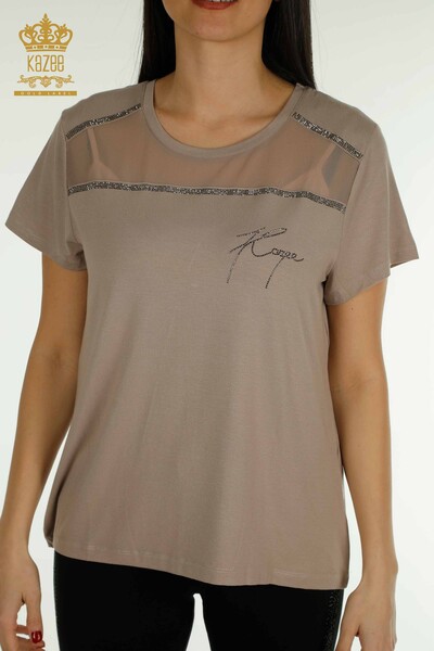 Venta al por mayor Blusa de Mujer - Tul Detallado - Mink - 78996 | kazee - 2