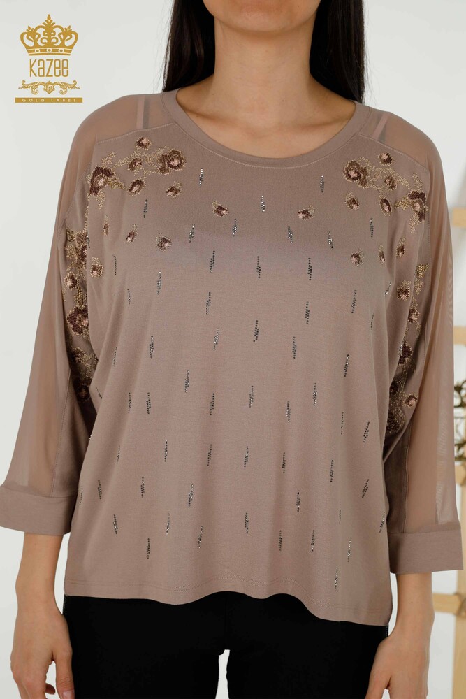 Venta al por mayor Blusa de Mujer - Tul Detallado - Mink - 79136 | kazee - 2