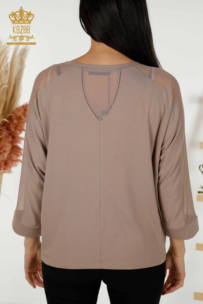 Venta al por mayor Blusa de Mujer - Tul Detallado - Mink - 79136 | kazee - 10