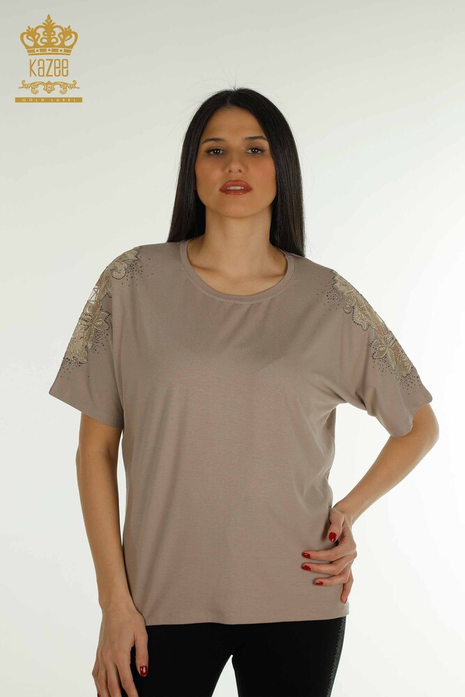 Venta al por mayor Blusa de Mujer - Tul Detallado - Mink - 79390 | kazee - 1