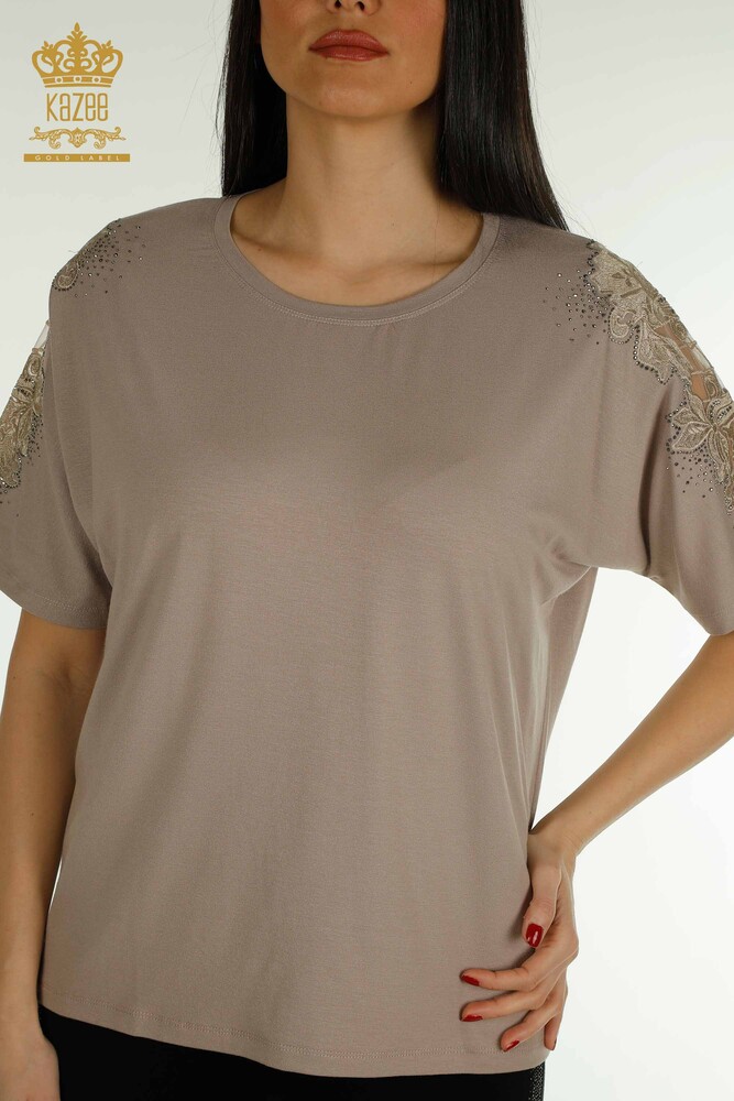 Venta al por mayor Blusa de Mujer - Tul Detallado - Mink - 79390 | kazee - 2