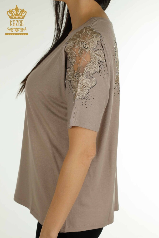 Venta al por mayor Blusa de Mujer - Tul Detallado - Mink - 79390 | kazee - 5