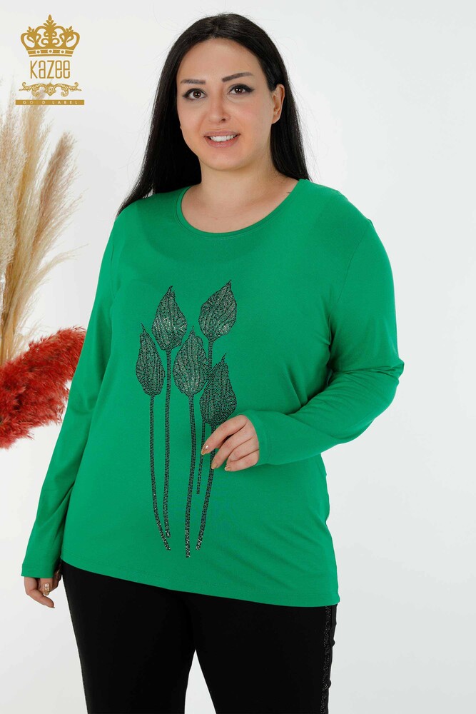 Venta al por mayor Blusa Mujer Piedra Bordada Verde - 79041 | kazee - 1