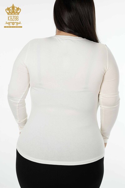 Venta al por mayor Blusa Mujer Bordado Piedra Cuello Redondo EKRU - 79000 | kazee - 7