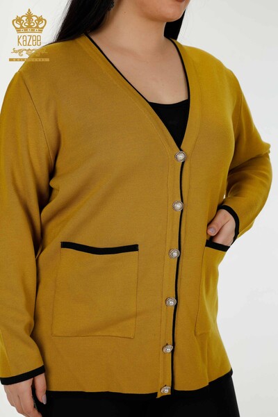 Venta al por mayor Cardigan Mujer Abotonado Bolsillo Mostaza - 30148 | kazee - 3