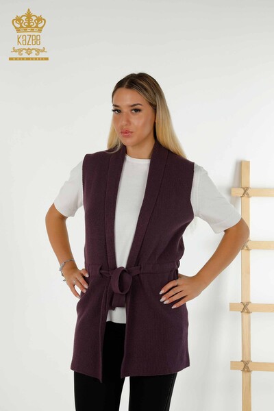 Venta al por mayor Chaleco de Mujer con Corbata de Cuerda Morado - 30410 | KAZEE 