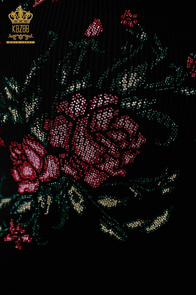 Venta al por mayor Suéter Mujer Estampado Floral Negro - 19106 | kazee - 3