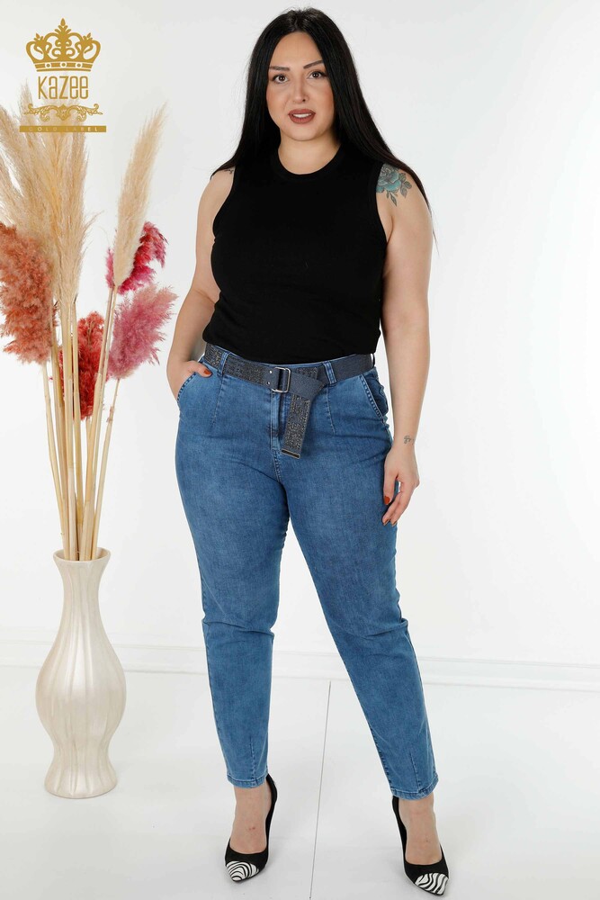 Venta al por mayor Jeans Mujer Bolsillo Detallado Azul - 3687 | kazee