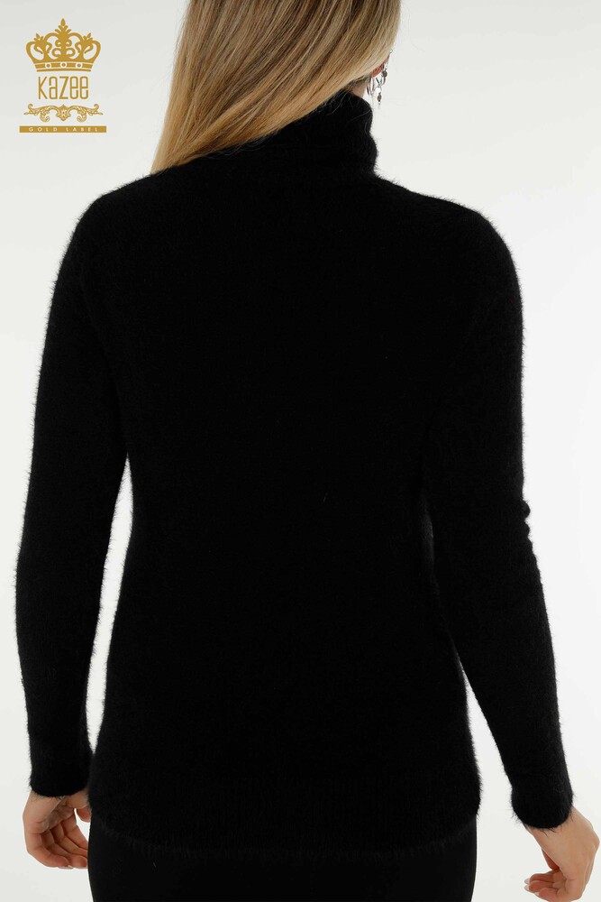 Venta al por mayor de Mujer Jersey de Punto Angora Cuello Alto Negro con Logo - 12046 | KAZEE - 7