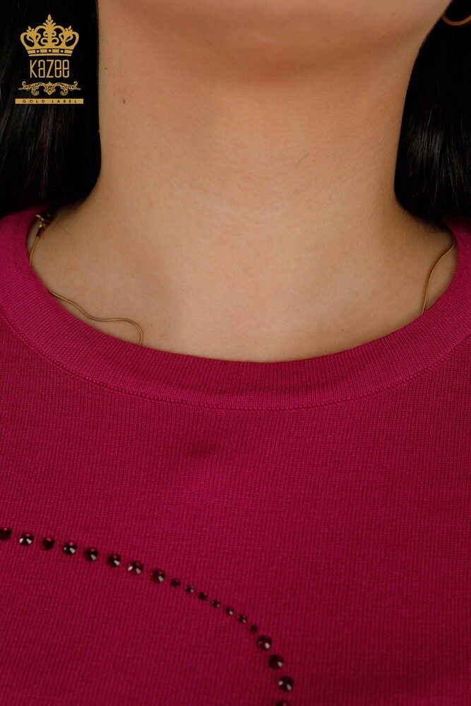 Venta al por mayor Suéter de Punto para Mujer - Cuello Redondo - Fucsia - 30157 | kazee - 5