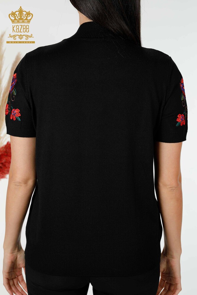 Venta al por mayor Suéter de Punto para Mujer Estampado Floral Negro - 15876 | kazee - 7