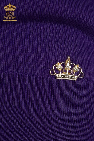 Venta al por mayor Jersey de Punto para Mujer Básico con Logo Morado - 11052 | KAZEE - 4