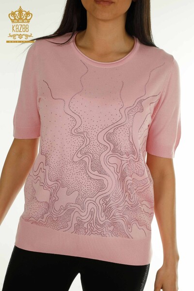 KAZEE - Venta al por mayor Suéter de Punto para Mujer Bordado Piedra Rosa - 30659 | KAZEE (1)