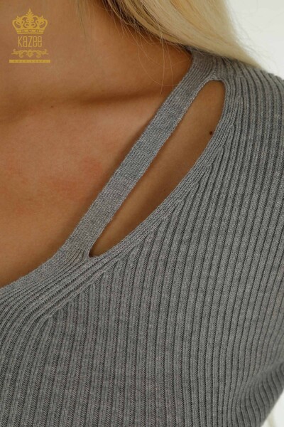 Venta al por mayor Jersey de Mujer con Detalle de Cuello Gris - 30392 | KAZEE - 3