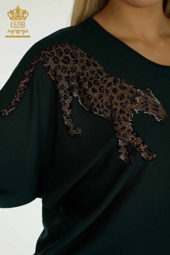 Venta al por mayor Suéter de Punto para Mujer Leopardo Piedra Bordada Nefti - 30633 | KAZEE - 3