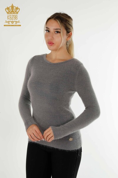 Venta al por mayor Jersey de Punto para Mujer con Logo Angora Gris - 18432 | KAZEE - 1