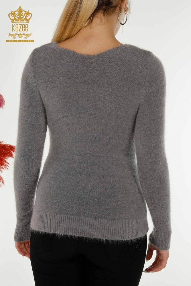 Venta al por mayor Jersey de Punto para Mujer con Logo Angora Gris - 18432 | KAZEE - 7