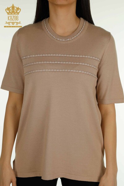 Venta al por mayor Jersey de Punto para Mujer Modelo Americano Beige - 30352 | KAZEE - 2