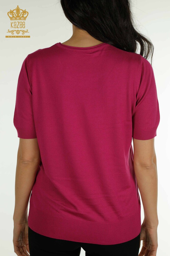 Venta al por mayor Suéter de Punto para Mujer Modelo Americano Fucsia - 30649 | KAZEE - 6