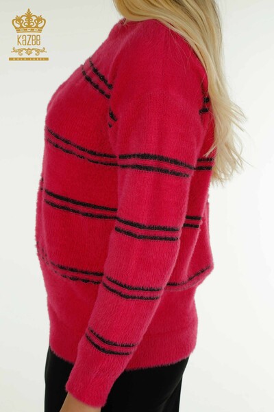 Venta al por mayor Jersey de Punto para Mujer Rayas Angora Fucsia - 30680 | KAZEE - 5