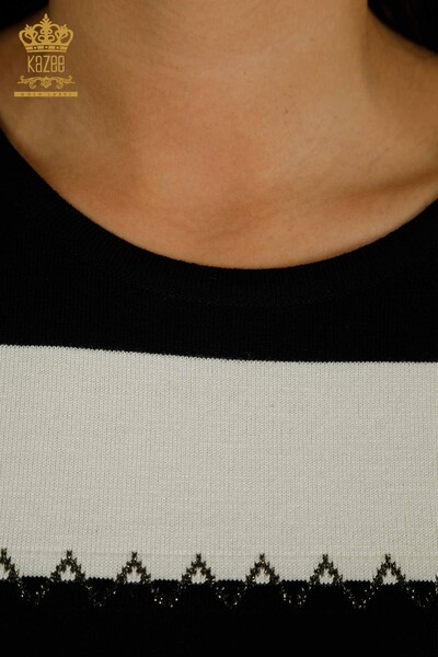 Женский вязаный свитер оптом двух цветов черного цвета экрю - 30351 | КАZEE - Thumbnail (2)