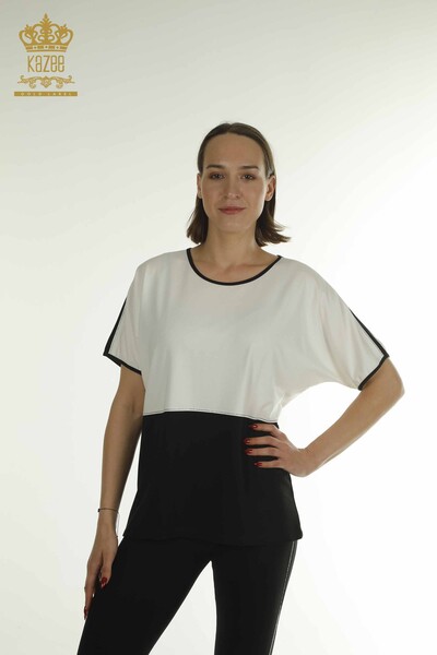 Kazee - Женская блузка двух цветов оптом, черная - 79533 | КАZEE