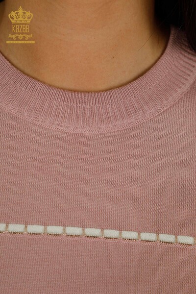 Женский вязаный свитер оптом, американская модель Пудра - 30355 | Кazee - Thumbnail (2)