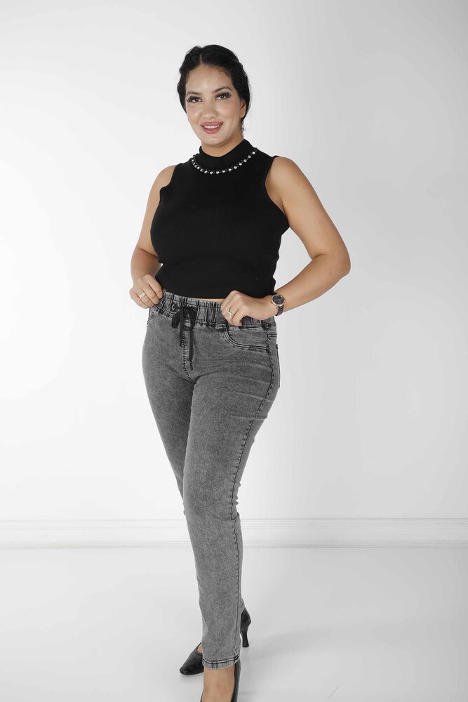 Pantalon à Taille Nouée Noir - 3698 | KAZEE (Lot de 4 42-44-46-48) - 1