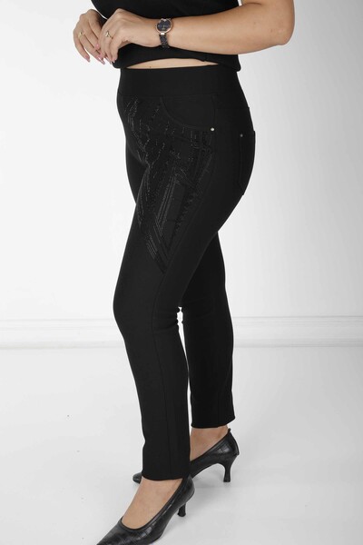 Pantalon Pierre Brodée Noir - 3749 | KAZEE (Lot de 4 42-44-46-48) - Thumbnail