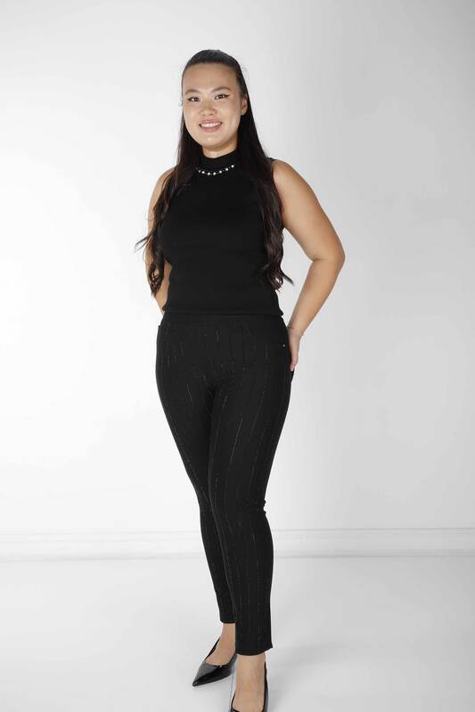 Pantalon Brodé Pierre Noir - 3781 | KAZEE (Lot de 4 42-44-46-48)