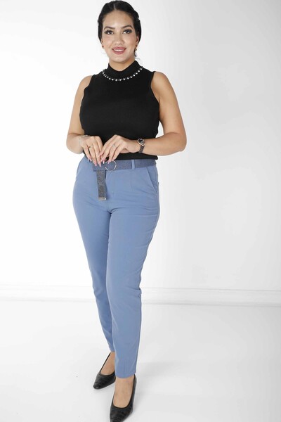 Pantalon Ceinture Détail Indigo - 3684 | KAZEE (Lot de 4 42-44-46-48) - Thumbnail