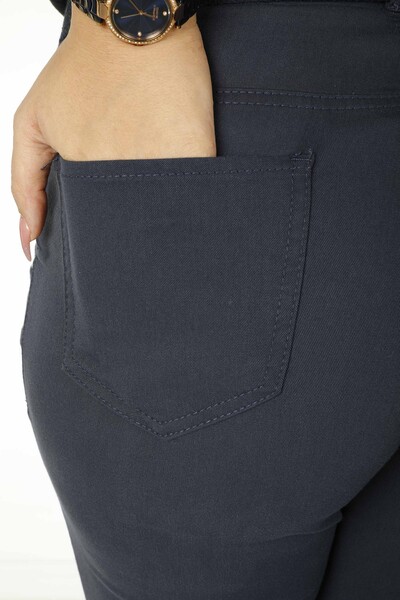 Pantalon Ceinture Détaillée Bleu Marine - 3684 | KAZEE (Lot de 4 42-44-46-48) - Thumbnail