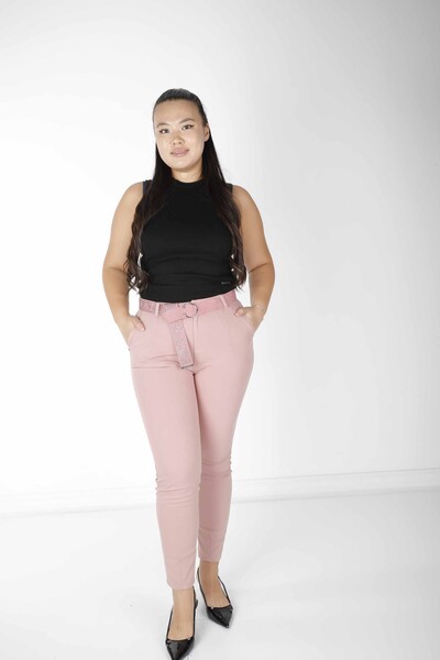 Pantalon Dusty Rose avec ceinture et poches - 3468 | KAZEE (Lot de 4 42-44-46-48) - Thumbnail