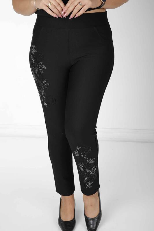 Pantalon Fleuri Noir - 3747 | KAZEE (Lot de 4 42-44-46-48)