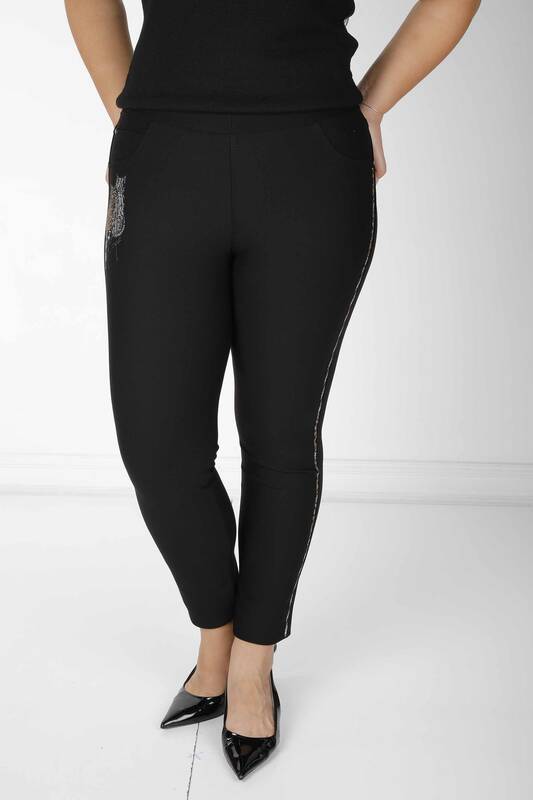 Pantalon Noir à Motif Chat - 3733 | KAZEE (Lot de 4 36-38-40-42)