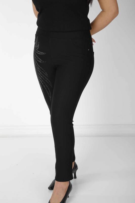 Pantalon À Motifs Feuilles Noir - 3771 | KAZEE (Lot de 4 42-44-46-48)