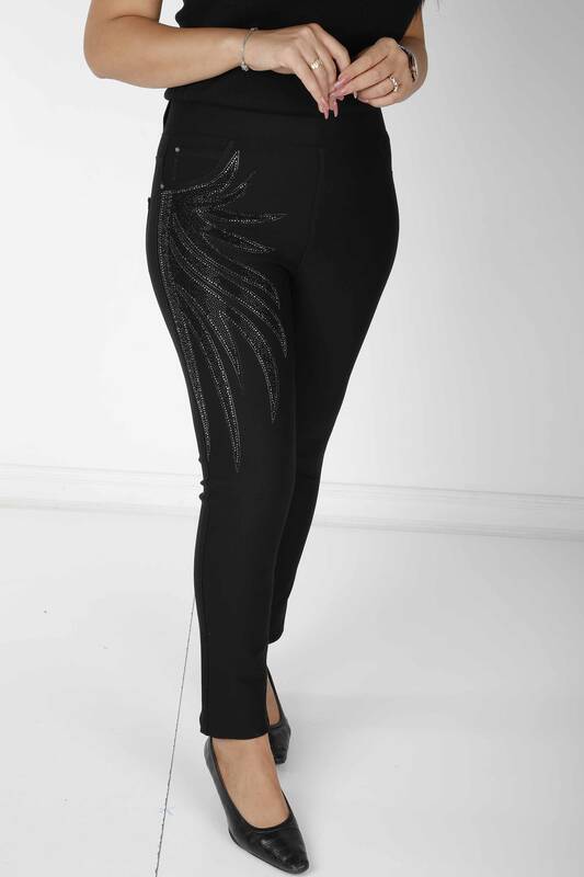 Pantalon À Motifs Feuilles Noir - 3771 | KAZEE (Lot de 4 42-44-46-48)