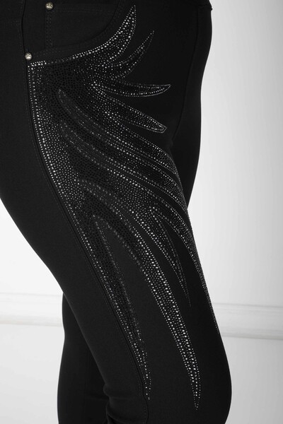 Pantalon À Motifs Feuilles Noir - 3771 | KAZEE (Lot de 4 42-44-46-48) - Thumbnail